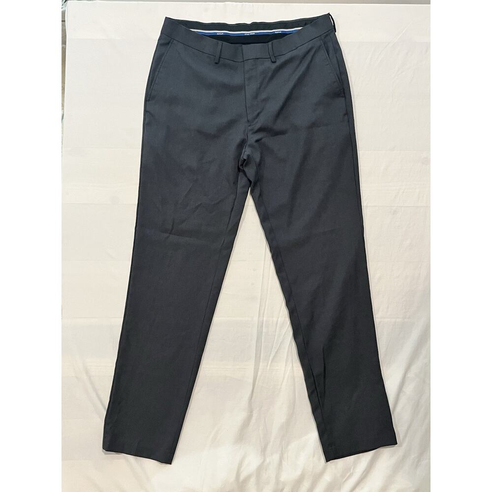 Haggar Smart Wash Mens 36x32 Gray Slim Fit Dress Pants Suit Flat Front